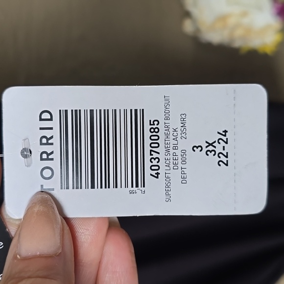 Torrid Super Soft Lace Sweetheart Bodysuit Deep Black 3x New - Picture 10 of 11